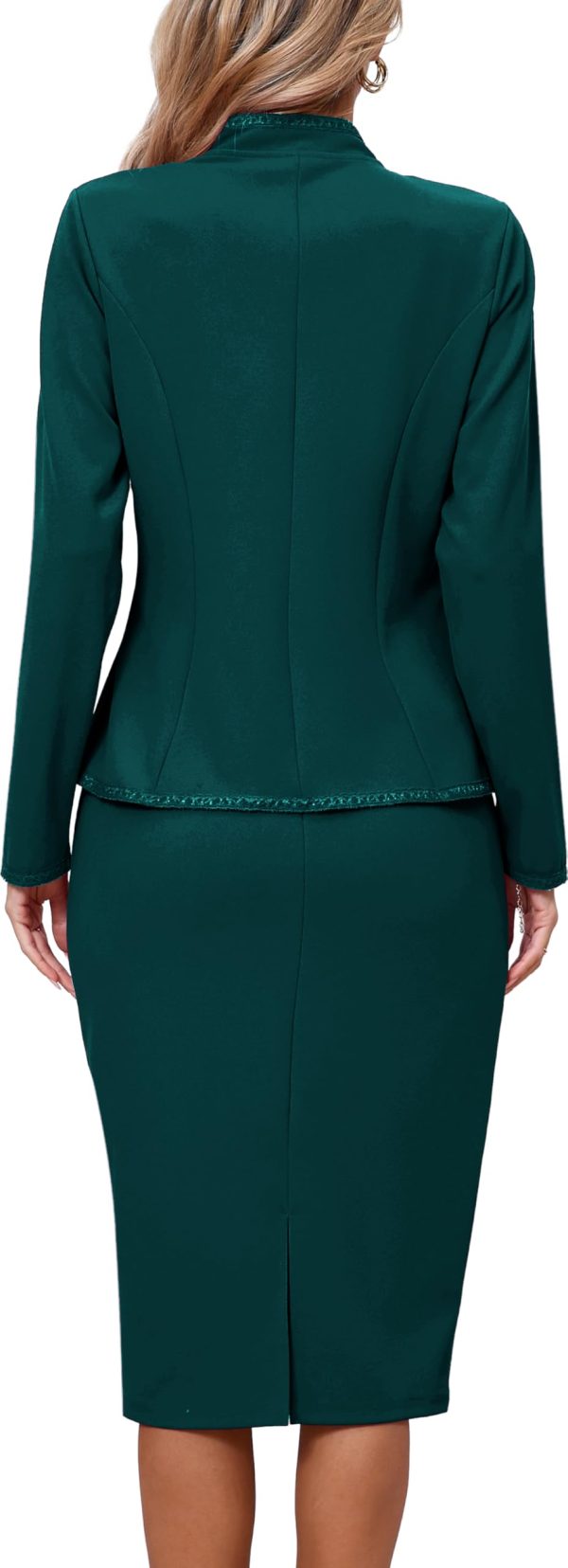 61Le8mq5-hL.jpg Women 2 Piece Business Suit Elegant Blazer Jacket and Skirt Sets Work Formal Office Clothes Suits
