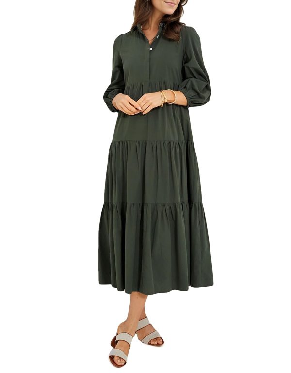 61MJ4KWP2PL.jpg Women Flowy Maxi Dresses Casual V Neck Smocked Tiered Babydoll Sundress Beach Long Skirt with Pockets