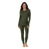 Womens Fleece Lined Thermal Long Sleeve Shirt and Leggings - Top and Bottom Base Layer Lounge Sets for Women