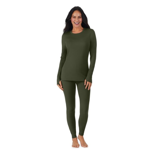 Womens Fleece Lined Thermal Long Sleeve Shirt and Leggings - Top and Bottom Base Layer Lounge Sets for Women
