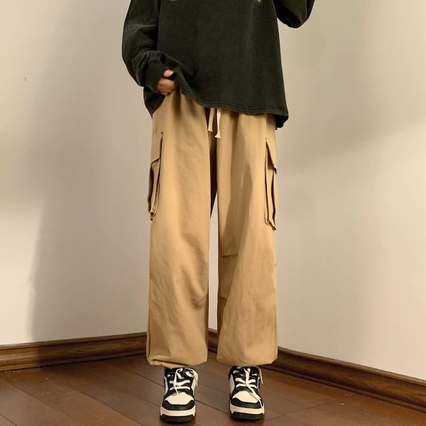 61Nnz40I9rL.jpg Gothic Baggy Cargo Pants with Pockets for Women Men Harajuku Casual Joggers Outdoor Loose Trousers Y2K Streetwear