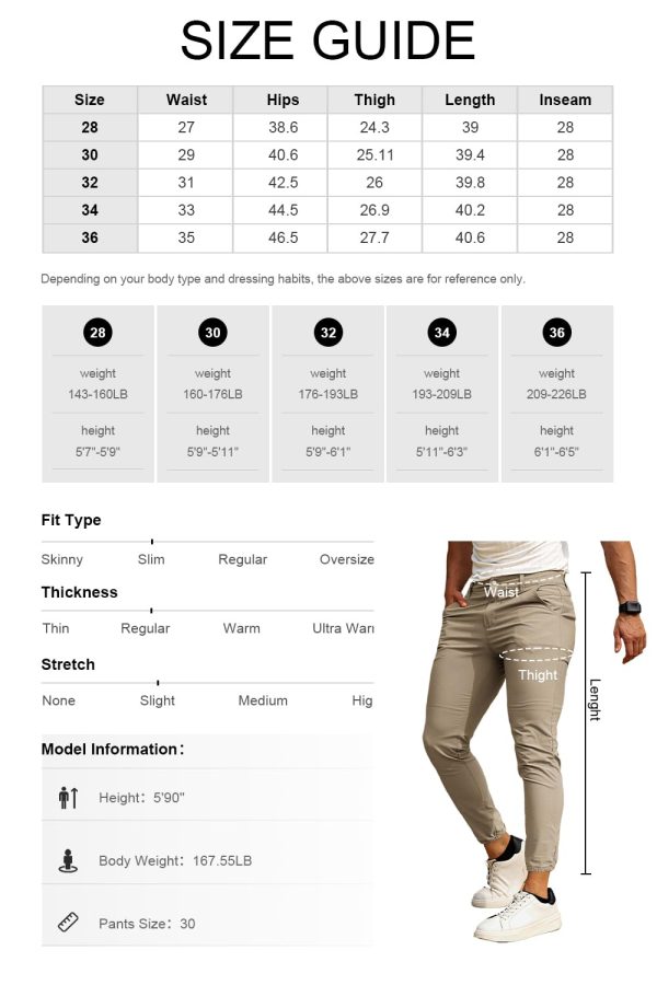 61PUzm0UI3L.jpg Men's 4-Way Stretch Slim Tapered Fit Golf Joggers - 28" Inseam Nylon