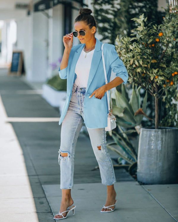 61QoEGjuzmL.jpg Women's 2 Piece Open Front Long Sleeve Blazer and Solid Short Pants Suit Sets