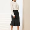 Women's Elegant Formal Skirt with Belt Knee Length Fishtail Pencil Skirt