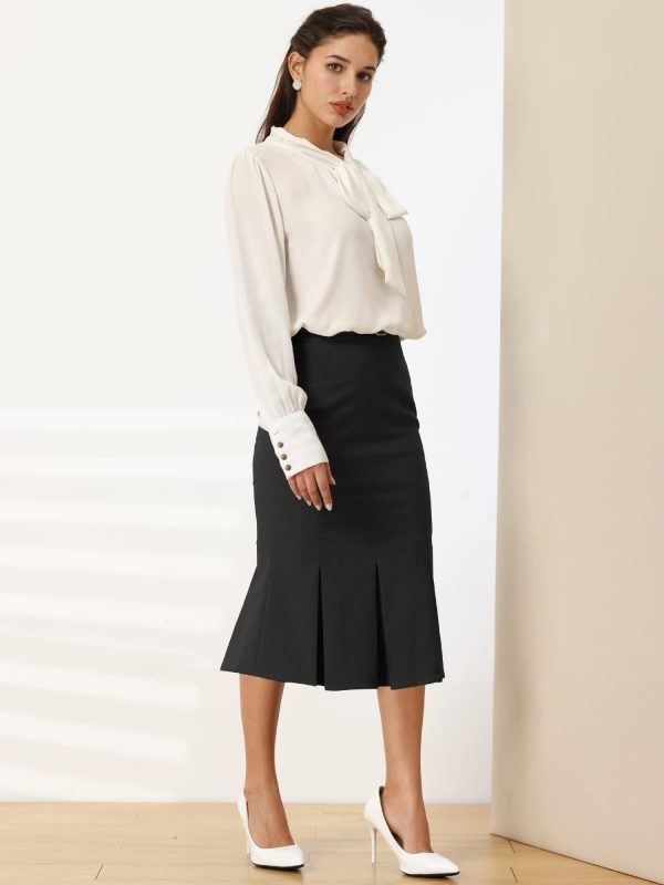 61RM19L2nRL.jpg Women's Elegant Formal Skirt with Belt Knee Length Fishtail Pencil Skirt