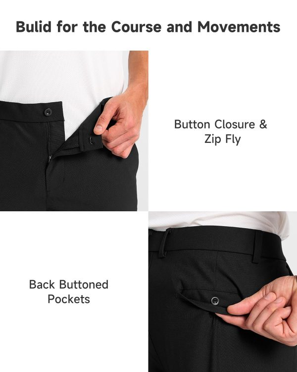 61RUv7xE4nL.jpg Mens Classic Fit Golf Pants Stretch Work Dress Pants 30''/32''/34'' Lightweight Casual Pants with Pockets