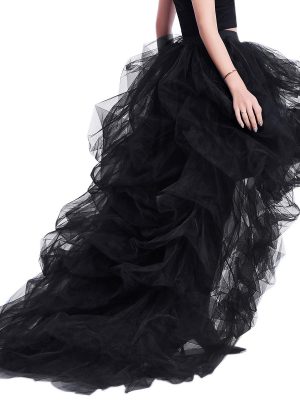 Women's Long High Low Ruffles Party Tulle Skirt