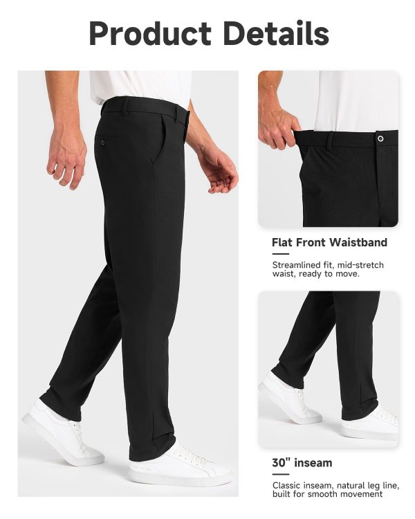 61RcbQpCoJL.jpg Mens Classic Fit Golf Pants Stretch Work Dress Pants 30''/32''/34'' Lightweight Casual Pants with Pockets