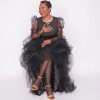 Women's Long High Low Ruffles Party Tulle Skirt