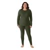 Womens Fleece Lined Thermal Long Sleeve Shirt and Leggings - Top and Bottom Base Layer Lounge Sets for Women
