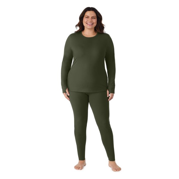 Womens Fleece Lined Thermal Long Sleeve Shirt and Leggings - Top and Bottom Base Layer Lounge Sets for Women