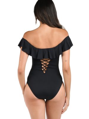 Women's One Piece Swimsuit Off Shoulder Ruffle Island Goddess Bathing Suit