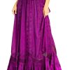 Ivy Second Women's Maxi Boho Elastic Waist Embroidered A Line Long Skirt