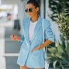 Women's 2 Piece Open Front Long Sleeve Blazer and Solid Short Pants Suit Sets