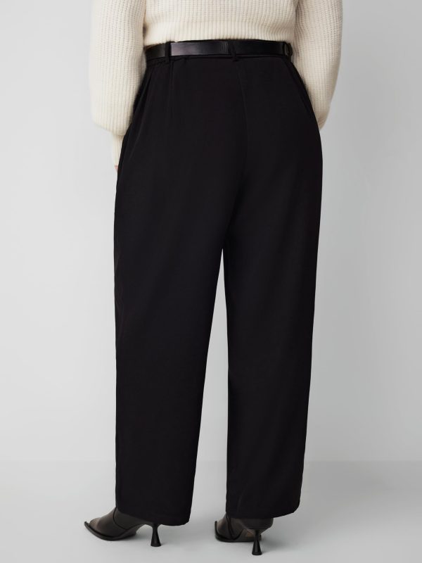 61dBL8gXySL.jpg High Waist Solid Tapered Trousers with Belt Curve & Plus