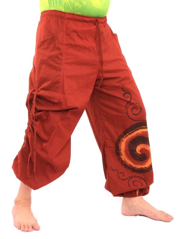 61ftpP180vL.jpg Harem Pants for Men & Women, Cotton Baggy Trousers, Adjustable Length, Drawstring Waist, 2 Pockets, One Size