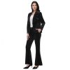 Women Pantsuit Dressy Silver Thread Velvet 2 Piece Suit Set Blazer and Flared Pants