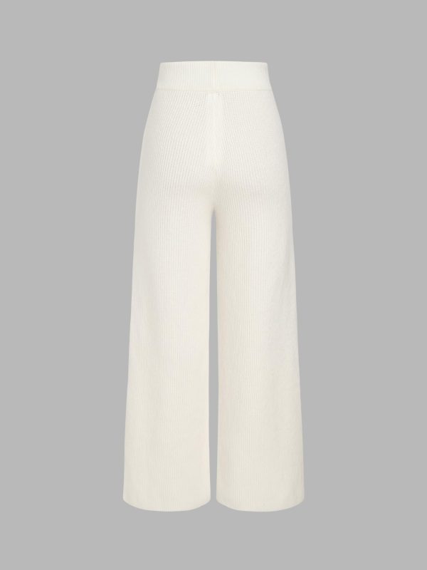 61jZd9aojyL.jpg Lounge Pants Women Wide Leg Mid Waist Ribbed Knit Pants Casual Solid Warm Wool-Blend Sweatpants Fall Winter
