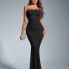 Women's Bodycon Maxi Dress Spaghetti Strap Sleeveless Elegant Long Formal Wedding Guest Dresses