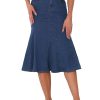 Casual Denim Skirt for Women's High Waisted A-Line Flared Midi Skirts