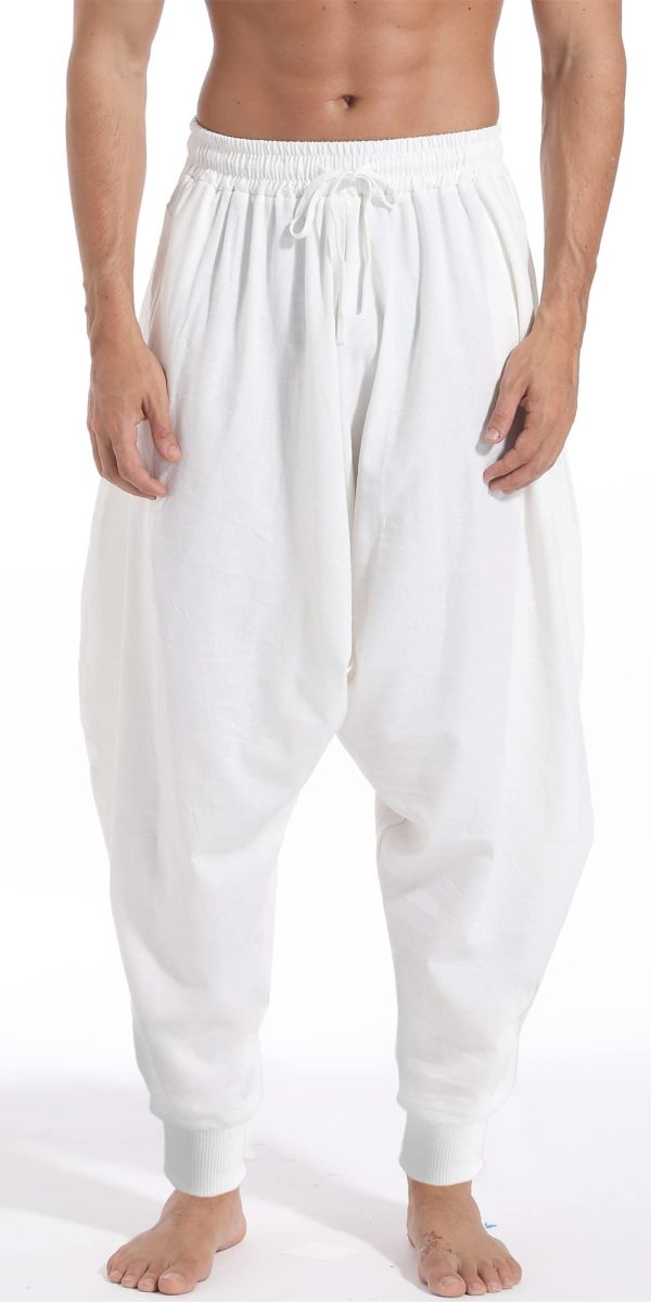 61lF5xBnbuL.jpg Men's Drawstring Aladdin Hippie Harem Pants Loose Drop Crotch Trousers
