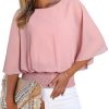Womens Tops Dressy Casual 3/4 Sleeve Tops Crewneck Business Casual Chiffon Blouses