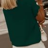Womens Scallop Trim Summer Fashion Solid Short Batwing Sleeve V Neck Blouses Tops