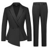Women's Suit Outfits Set 2 Piece Ruffle Blazer with Pants Suit Set Long Sleeve Business Casual