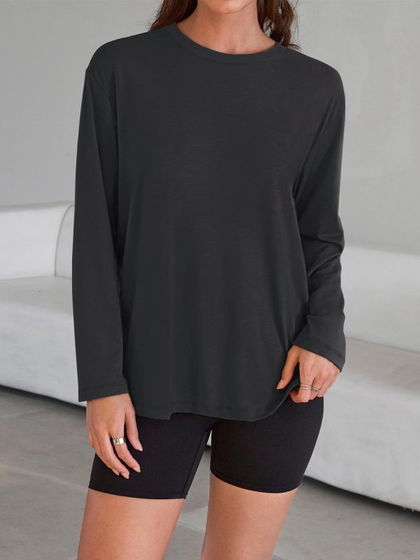 Womens Oversized Long Sleeve T Shirts 2025 Basic Crewneck Tee Fall Tops Casual Workout Y2K Clothes