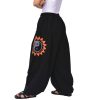 Baggy Yoga Harem Pants Men Women Casual Lounge Trousers 2 Big Pockets, One Size, Elastic Waist