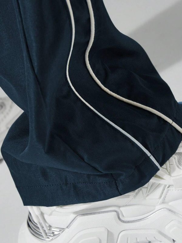 Men's Parachute Sweatpants Y2k Baggy Track Pants Drawstring Wide Leg Casual Trousers Streetwear