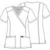Scrubs for Women Mock Wrap Top with 3 Pocket, Back Princess Seams WW610