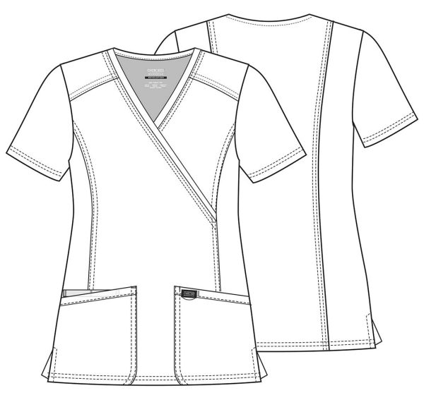 Scrubs for Women Mock Wrap Top with 3 Pocket, Back Princess Seams WW610