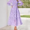 Casual Women's 2025 Spring Dresses Elegant Wedding Guest Dress Long Sleeve Floral Midi Dress Flowy Bohemian Long Dress