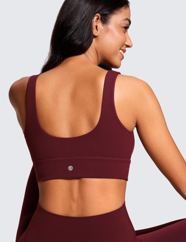 711pRimmjPL.jpg Butterluxe Womens U Back Sports Bra - Scoop Neck Padded Low Impact Yoga Clothes Workout Crop Top with Built in Pads