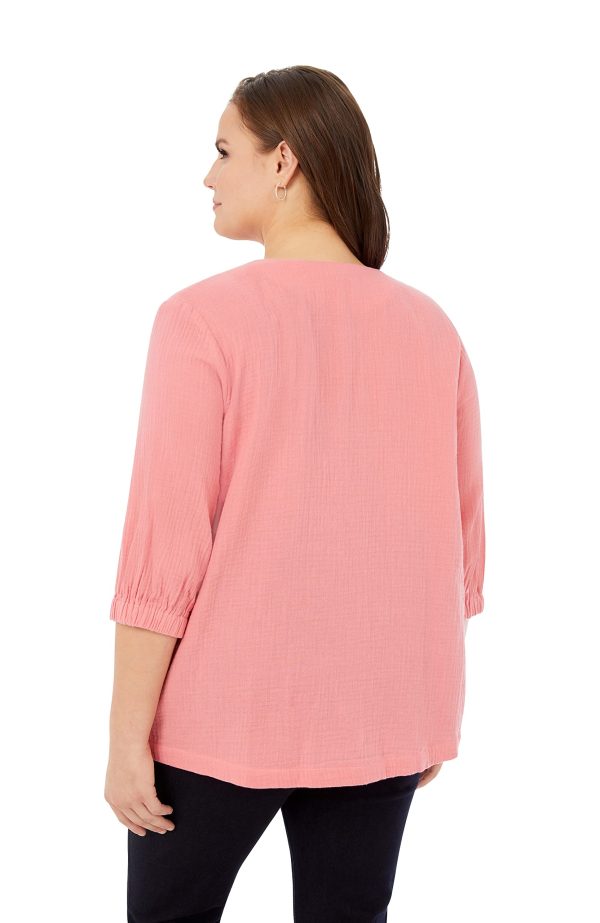 712sKtl6fGL.jpg Women's Evie 3/4 Sleeve Gauze Blouse