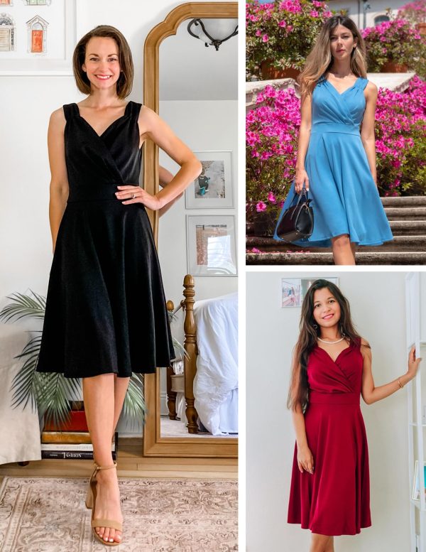 Women's Sleeveless Wrap V-Neck A-line Bridesmaid Cocktail Party Dress