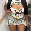 Women Cargo Skirt Buckled Belt Low Waist Slim Fit Mini Skirt Sexy Cargo Jean Skirt Club Party