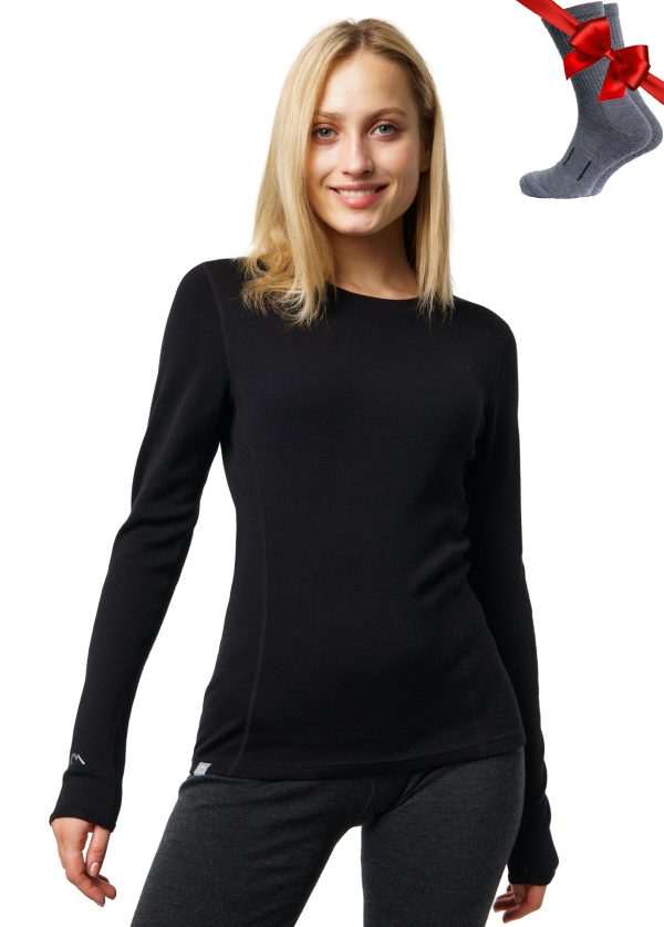 716TwH3VD3L.jpg Merino Wool Base Layer Women - 100% Merino Wool Heavyweight, Midweight, Lite Long Sleeve Thermal Shirt and Socks