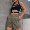 Cargo Shorts for Women 2024 Casual Summer Elastic High Waisted Button Up Comfy Cotton Hiking Shorts with Pockets