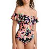 Women's One Piece Swimsuit Off Shoulder Ruffle Bathing Suit