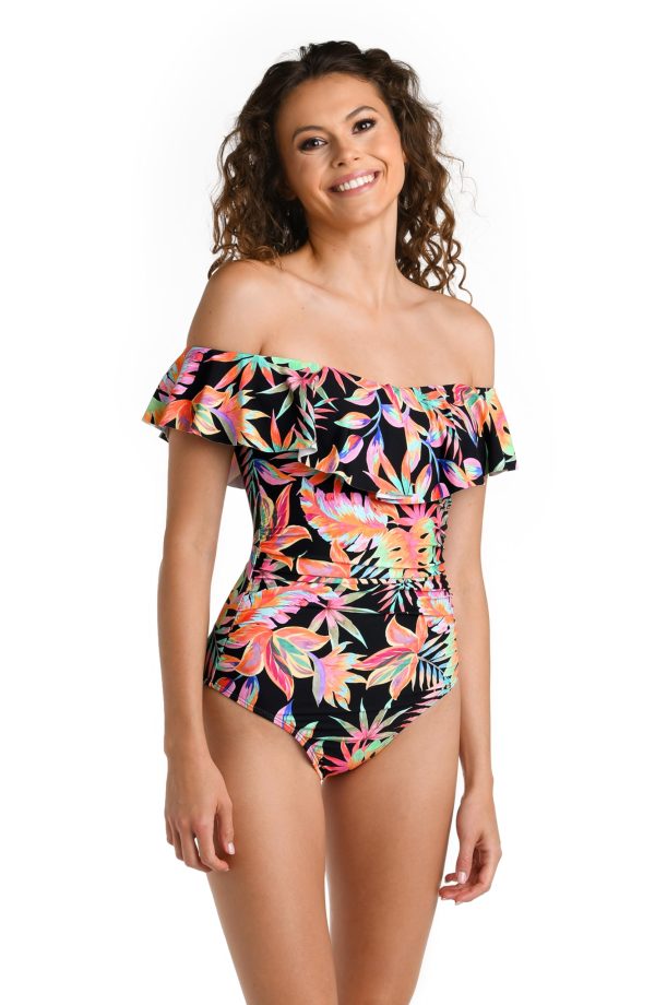 719p-8qnMkL.jpg Women's One Piece Swimsuit Off Shoulder Ruffle Bathing Suit