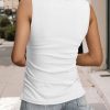 Tank Top with Built in Bra for Women Casual Summer Sleeveless Tops Slim Fitted V Neck Ruched Cami Shirts