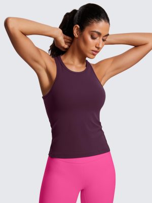 Butterluxe Womens Racerback Workout Tank Tops High Neck Sleeveless Camisole Athletic Gym Shirts