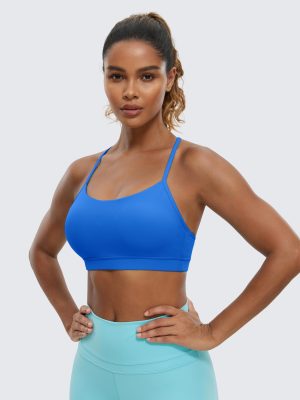Butterluxe Womens Y Back Sports Bra - Padded Racerback Low Impact Spaghetti Thin Strap Workout Yoga Top