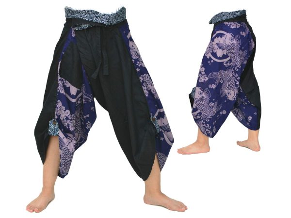 71D68QC3IxL.jpg Yoga Ninja Harem Samurai Pants Women Men, Japanese Style wrap Trousers, one Size