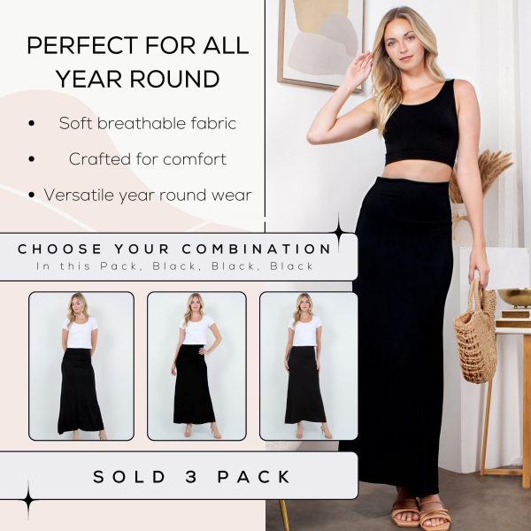 71EON7ahRhL.jpg High Waisted Maxi Skirts for Women - Standard & Plus Size Ankle Length Skirt - Formal & Casual Long Skirt for Women