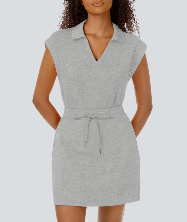 Womens Two Piece Skirt Sets Tennis Outfits Casual Cap Sleeve Lapel Shirt Summer Athletic Sport Short Skort Set
