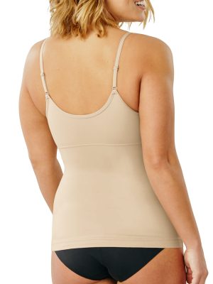 Women's Shapewear Cami Tank Top, Tummy Control Shapewear Tank, Longer Length Back-Smoothing Shapewear for Women