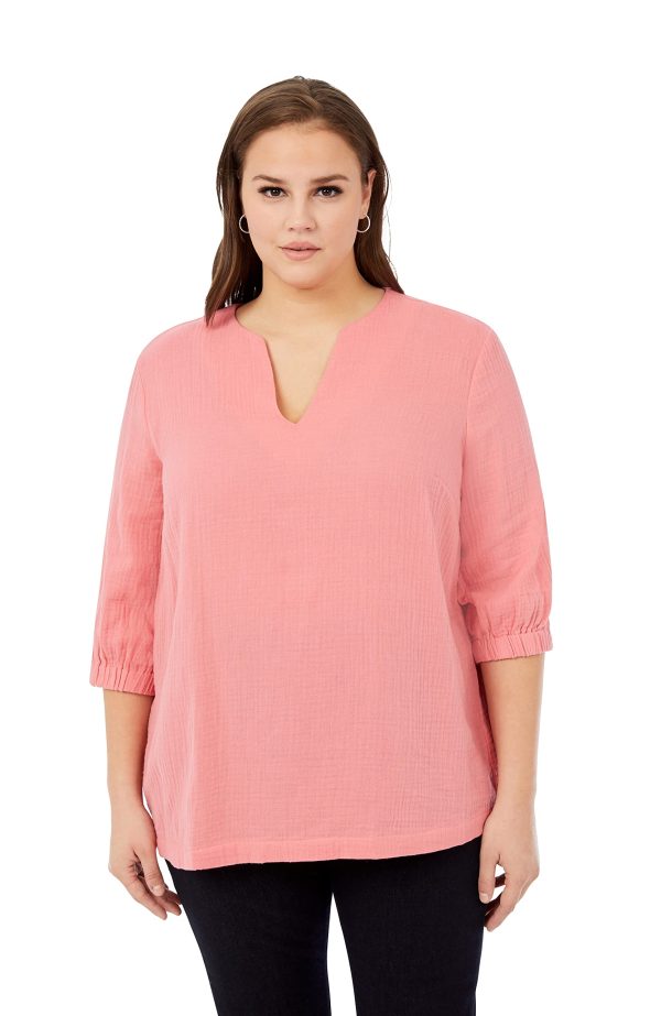 71FgdRMnYDL.jpg Women's Evie 3/4 Sleeve Gauze Blouse